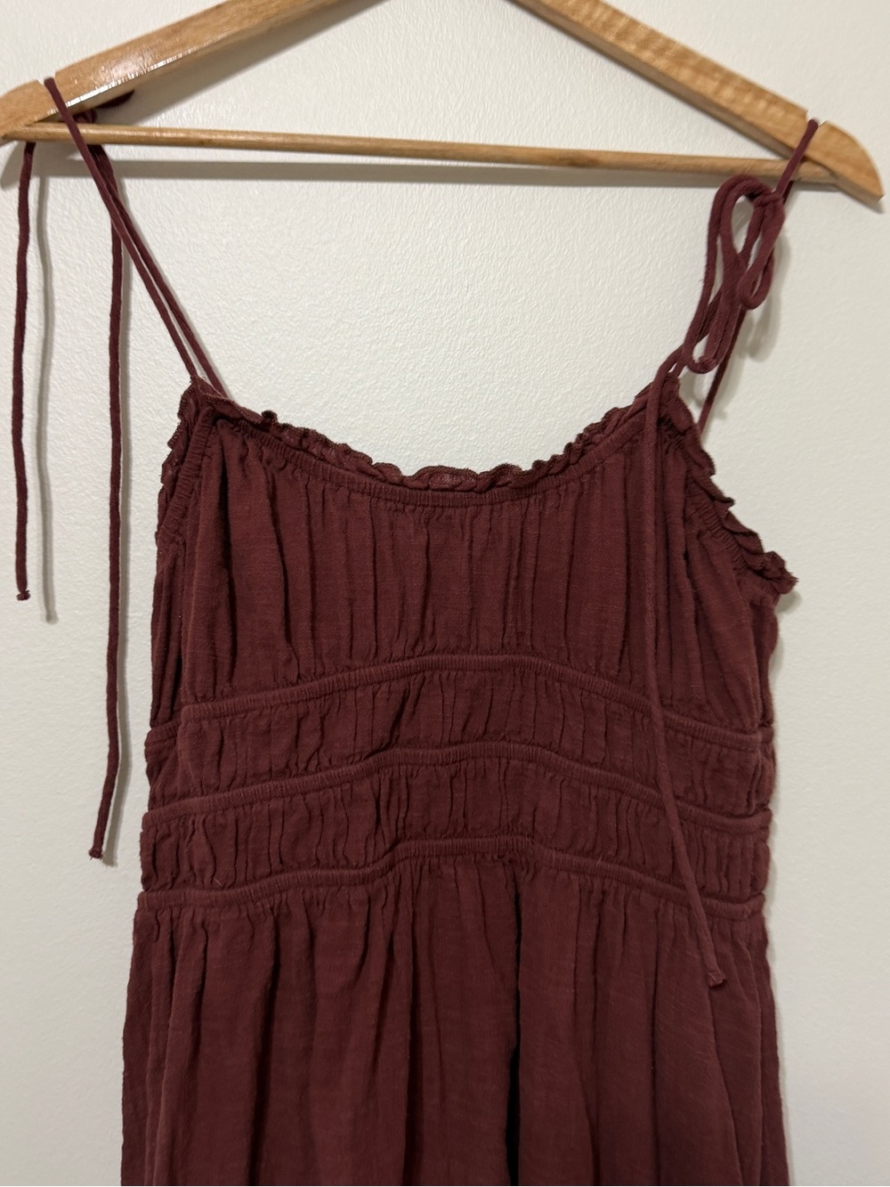 ASOS Faith Maxi Dress Size 6 Brown Fall Beach Dress Shirred Sundress - Picture 4 of 10